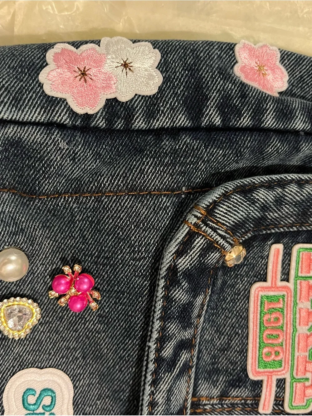 Sorority AKA  Denim Patch Convertible handbag- Blue